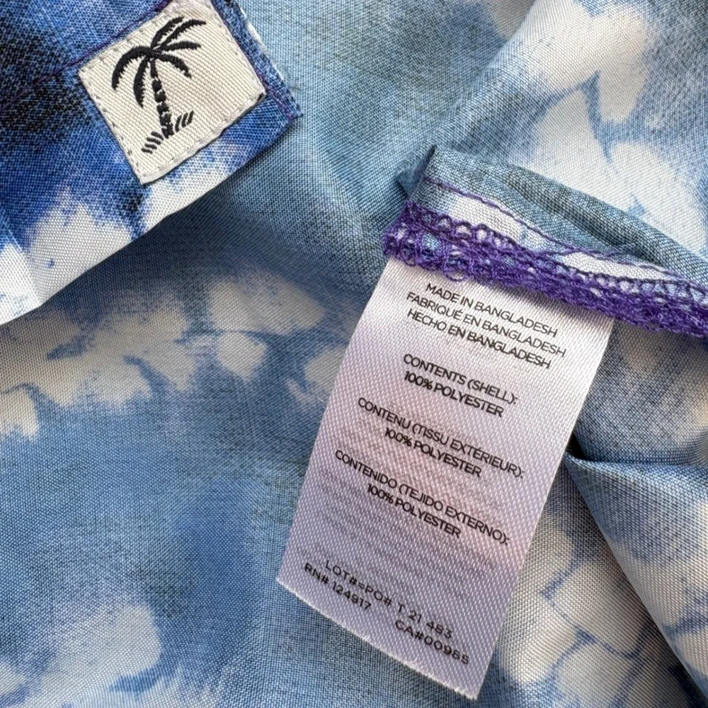 Trunks Surf & Swim Co Blue & White Short Sleeve Button Up Hawaiian Shirt, XXL